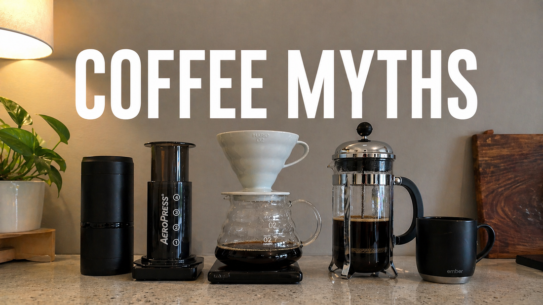 Coffee brewing machines on a table top